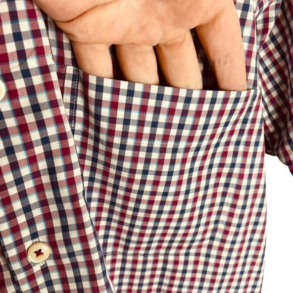 Peter Millar | Men’s Gingham Check Button Down Dress Shirt Size M | EUC - Picture 9 of 13